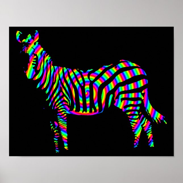 Póster Rótulo Poster de Silueta Arcoiris de Zebra (Frente)
