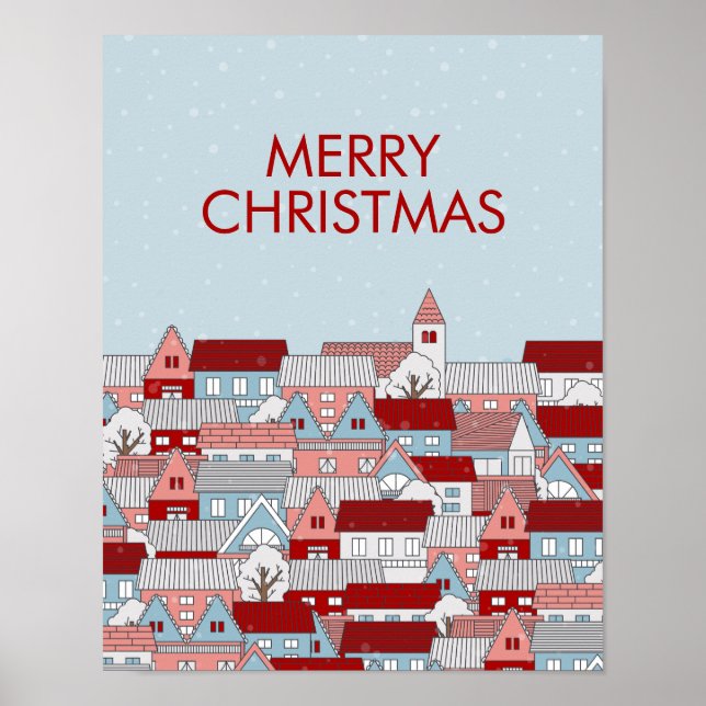 Póster Rótulo Poster de vacaciones de aldea navidades (Frente)