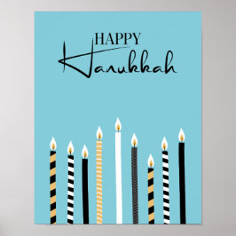 Póster Rótulo Poster de vacaciones feliz Hanukkah Candles