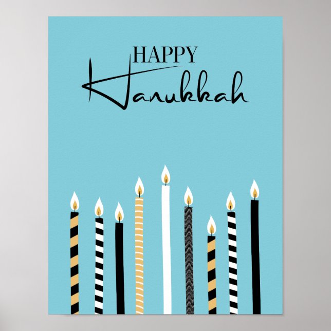 Póster Rótulo Poster de vacaciones feliz Hanukkah Candles (Frente)