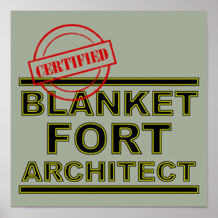 Póster Rótulo Poster divertida de Blanket Fort Architect