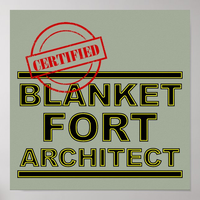 Póster Rótulo Poster divertida de Blanket Fort Architect (Frente)