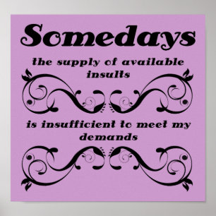 Póster Rótulo Poster divertido de insultos disponibles
