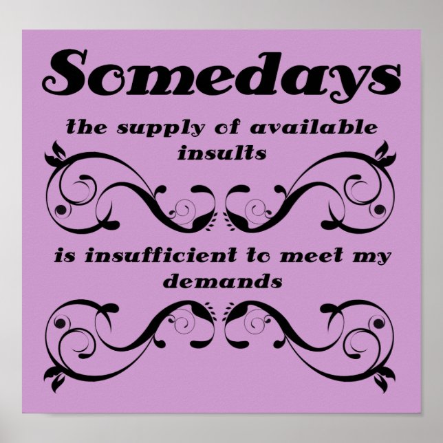 Póster Rótulo Poster divertido de insultos disponibles (Frente)
