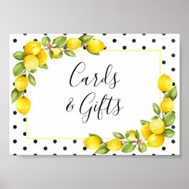 Póster Rótulo principal de tarjetas de limón y regalos