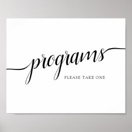 Póster Rótulo "Programas" de Boda de caligrafía blanca y 