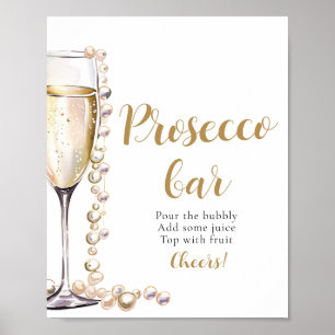 Póster Rótulo Prosecco Bar Pearls y Prosecco Champagne