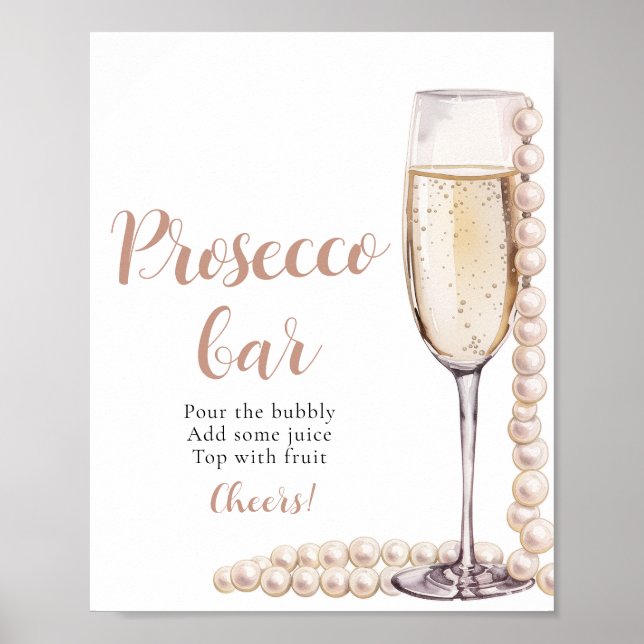 Póster Rótulo Prosecco Bar Pearls y Prosecco Champagne (Frente)
