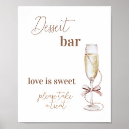 Póster Rótulo Prosecco y Pearls Bridal Shower Desserbar