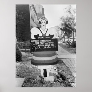 Póster Rótulo publicitario de hamburguesas glorificadas -