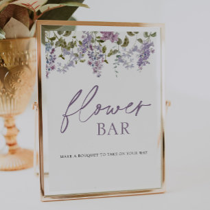 Póster Rótulo Purple Lilac Flower Bouquet Bar