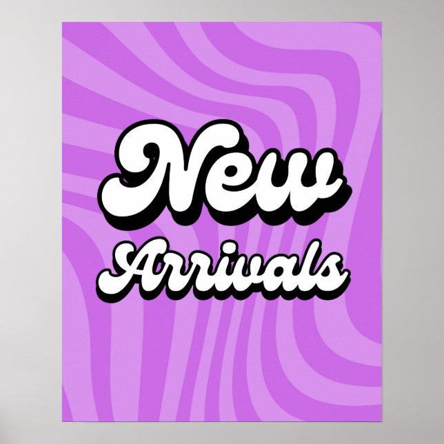 Póster Rótulo Purple New Arrivals para tiendas minoristas (Frente)