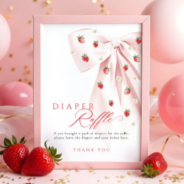 Póster Rótulo Raffle de Baby Shower de fresa de arándano
