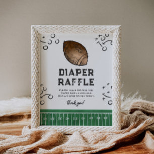 Póster Rótulo Raffle de Baby Shower de fútbol