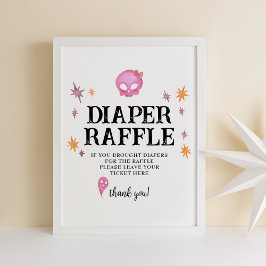 Póster Rótulo Raffle de Baby Shower de Halloween rosa