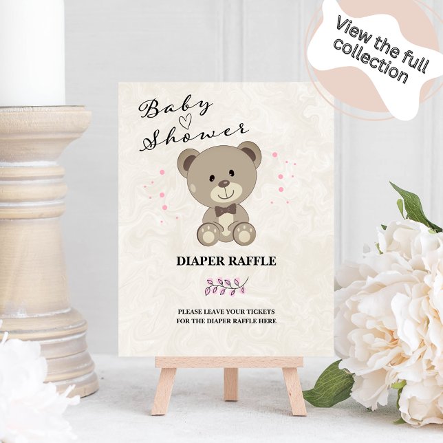 Póster Rótulo Raffle de pañal Baby Shower de oseo de pelu (Subido por el creador)
