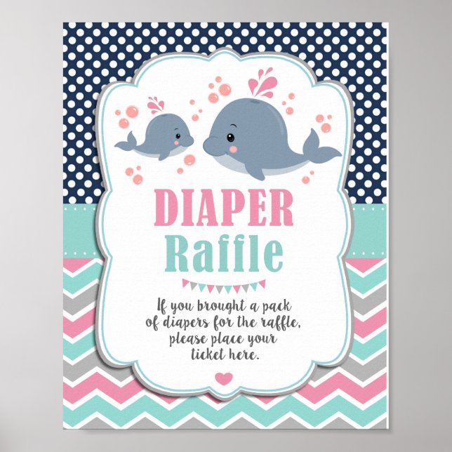Póster Rótulo Raffle de pañales náuticos de Baby Shower p (Frente)
