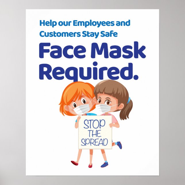 Póster Rótulo requerido de máscara facial | Niños Pequeño (Frente)