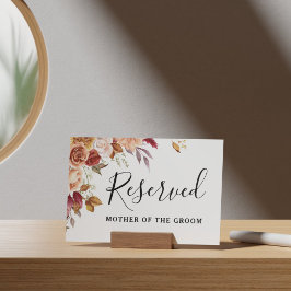 Póster Rótulo reservado de Boda floral acuarela de otoño