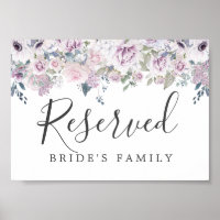 Rótulo reservado de Boda floral blanco púrpura rús