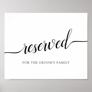 Póster Rótulo "reservado" del Boda de caligrafía blanca y