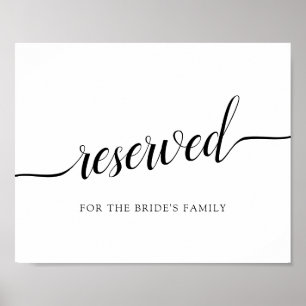Póster Rótulo "reservado" del Boda de caligrafía blanca y