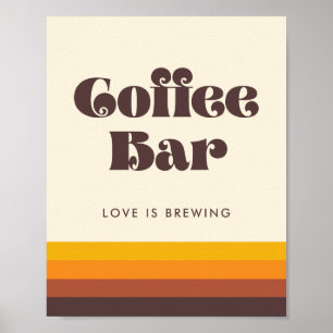 Póster Rótulo Retro 60 Vintage Coffee Bar