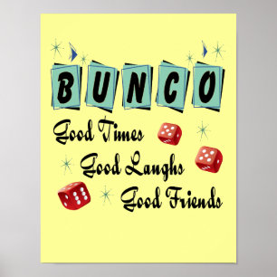 Póster Rótulo retro de Bunco - buenos tiempo, risas y