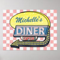 Rótulo Retro Diner con flecha izquierda personaliz