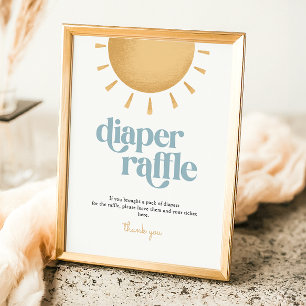 Póster Rótulo Retro Sunshine Baby Shower Diaper Raffle