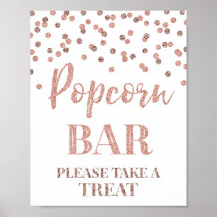 Póster Rótulo Rosa Gold Confetti Popcorn Bar