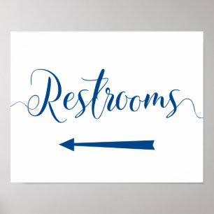 Póster Rótulo Royal Blue Restrooms - Direcciones de flech