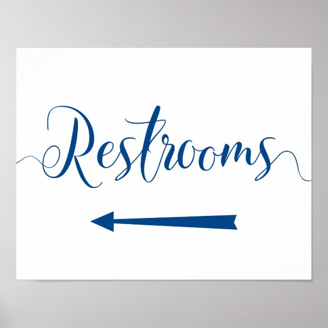 Póster Rótulo Royal Blue Restrooms - Direcciones de flech (Frente)