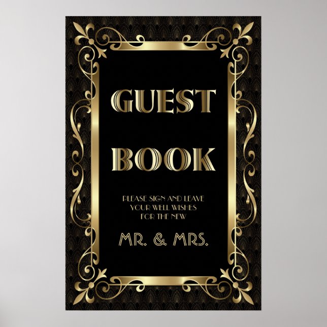 Póster Rótulo Royal Roaring 20's Gold Art Deco Guest Book (Frente)
