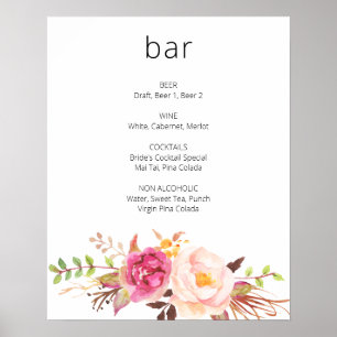 Póster Rótulo Rubor Blooming Floral Bar - Blanco