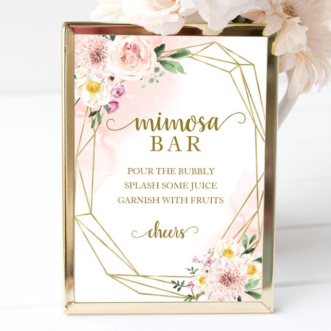 Póster Rótulo Rubor Floral Geométrico Mimosa Bar Rosa (Subido por el creador)