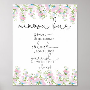 Póster Rótulo Rubor Florals y Greenery Mimosa Bar