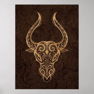 Póster Rótulo ruso del auro zodiaco en efecto de piedra