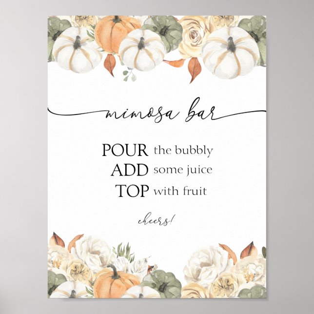 Póster Rótulo Rustic Otumn Mimosa Bar (Frente)
