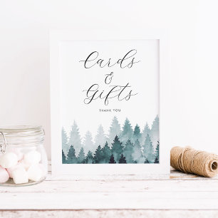 Póster Rótulo Rústico de estacas y regalos forestales