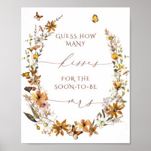 Póster Rótulo Rústico Floral y Deseos Bodas