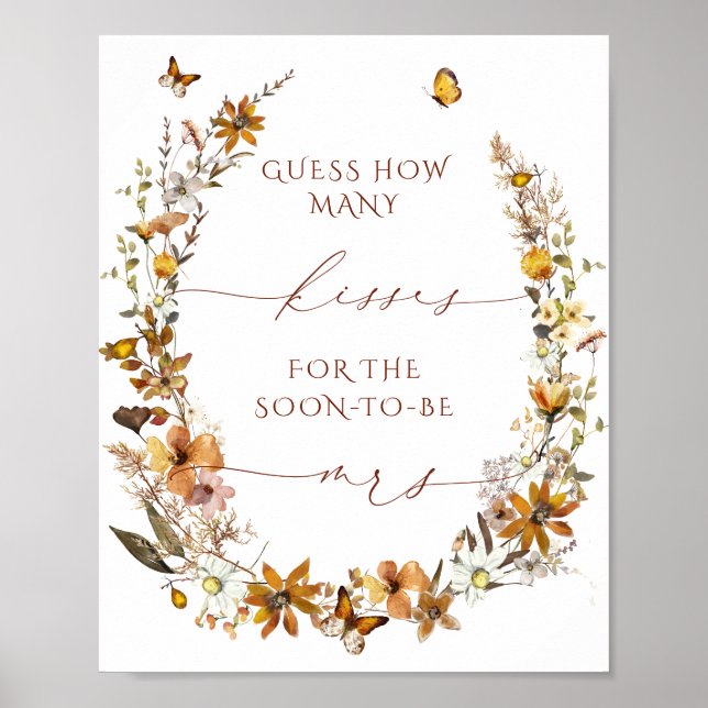 Póster Rótulo Rústico Floral y Deseos Bodas (Frente)