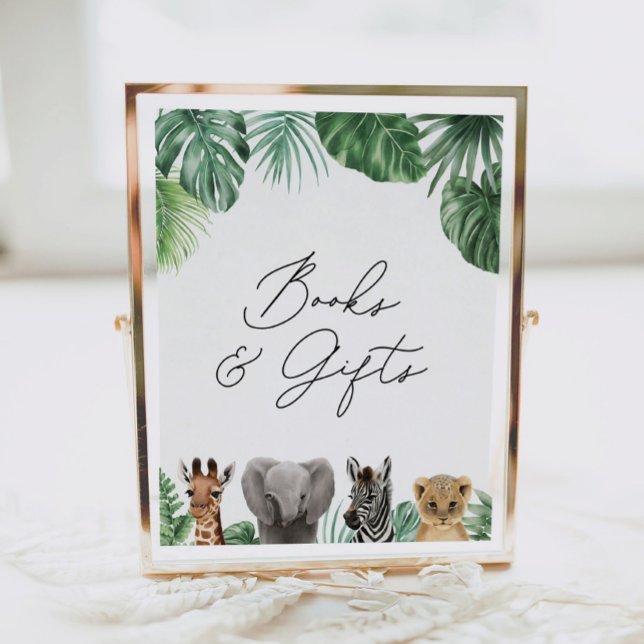 Póster Rótulo Safari Baby Shower Books and Gifts (Subido por el creador)