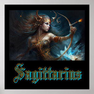 Póster Rótulo Sagittarius Zodiac