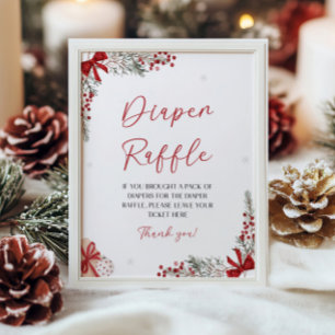 Póster Rótulo Santa Baby Shower Diaper Raffle