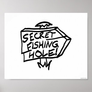 Póster Rótulo secreto del agujero de la pesca