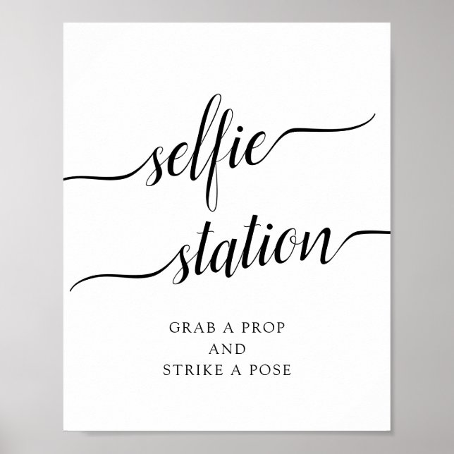 Póster Rótulo "Selfie Station" del Boda caligráfico (Frente)