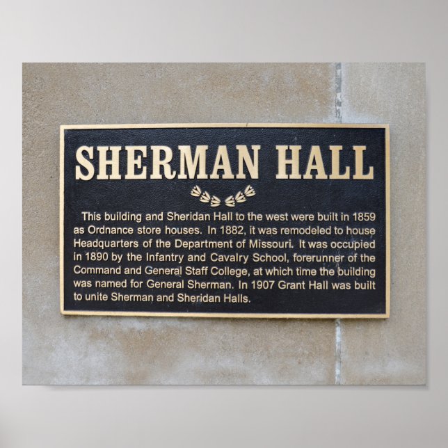 Póster Rótulo Sherman Hall, Fort Leavenworth, Kansas (Frente)
