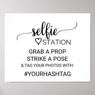 Póster Rótulo simple de la estación de selfie de caligraf
