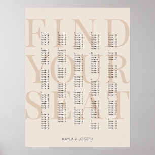 Póster Rótulo simple de la gráfica alfabética beige